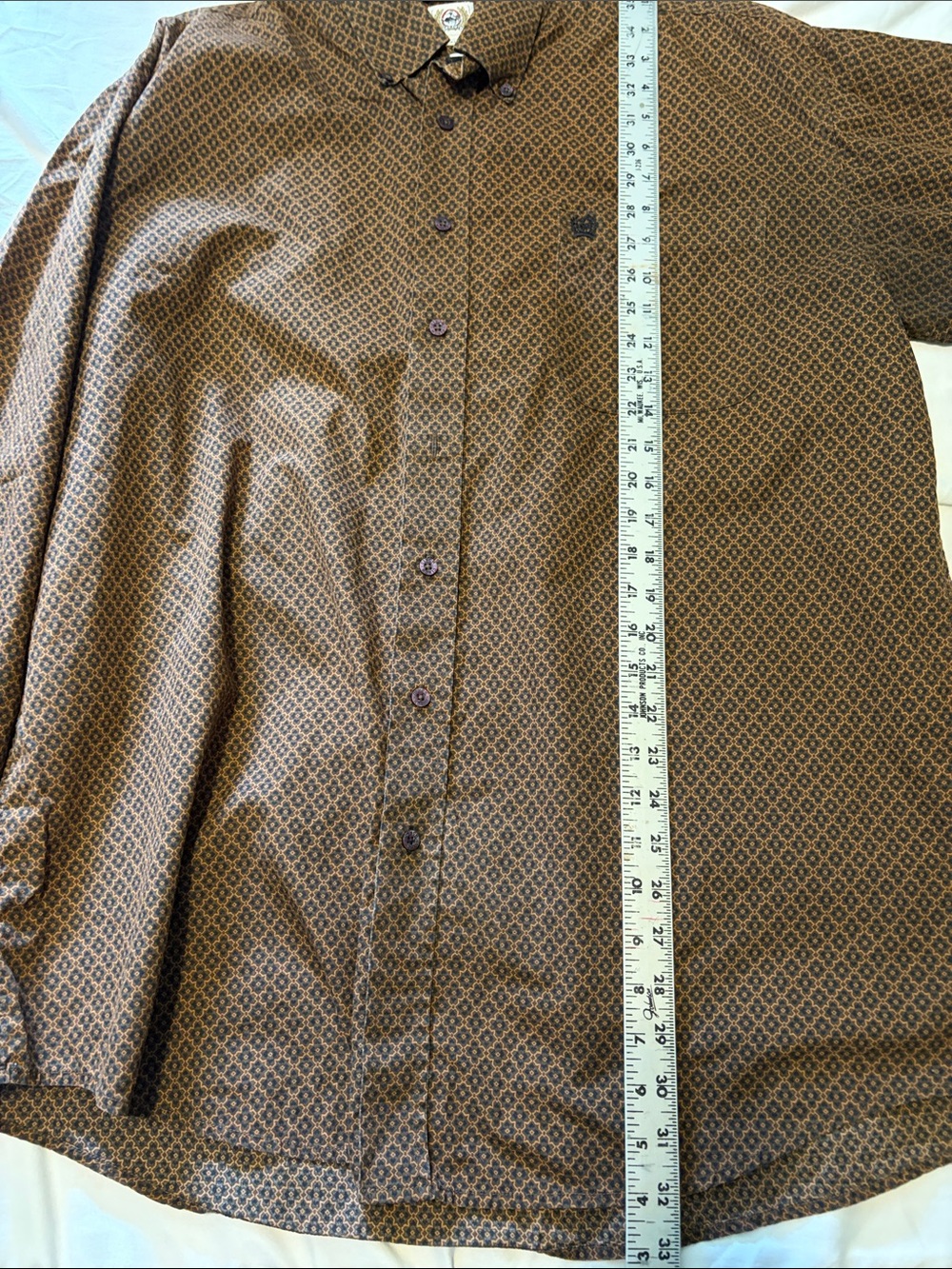 Cinch Men's Brown Geometric Button-Down Shirt Size XL - Picture 6 of 9